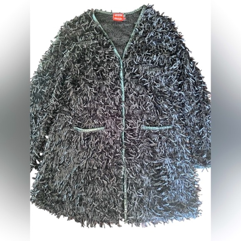 Simon Chang Black Shag Duster Size Small